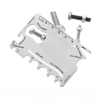 Carte multi-outils en acier inoxydable 14-en-1, carte de survie EDC portable avec tournevis, ouvre-bouteille, règle pour le camping et la maison