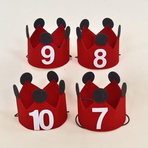Red Crown Felt Hat 10.5cm Diameter Unisex Party Hat For Children Birthday Celebration - Product Image 2
