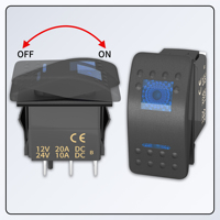 Interrupteur à bascule marin 12V 20A à LED bleue 5 broches SPST ON-OFF éclairé, étanche pour bateau, UTV, RZR, VTT, automobile CE ROHS