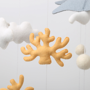 Mobile bébé en feutre thème océan pour chambre d'enfant, décoration nautique, mobile suspendu en bois pour berceau, baleine, <span class=keywords><strong>dauphin</strong></span>, mouette, corail - Product Image 5