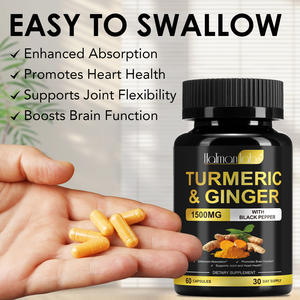 Hatmanlabs Biologische Kurkuma Gember Extract <span class=keywords><strong>Capsules</strong></span> Met Zwarte Peper Poeder Joint Health Supplement Kurkuma <span class=keywords><strong>Capsules</strong></span> - Product Image 2