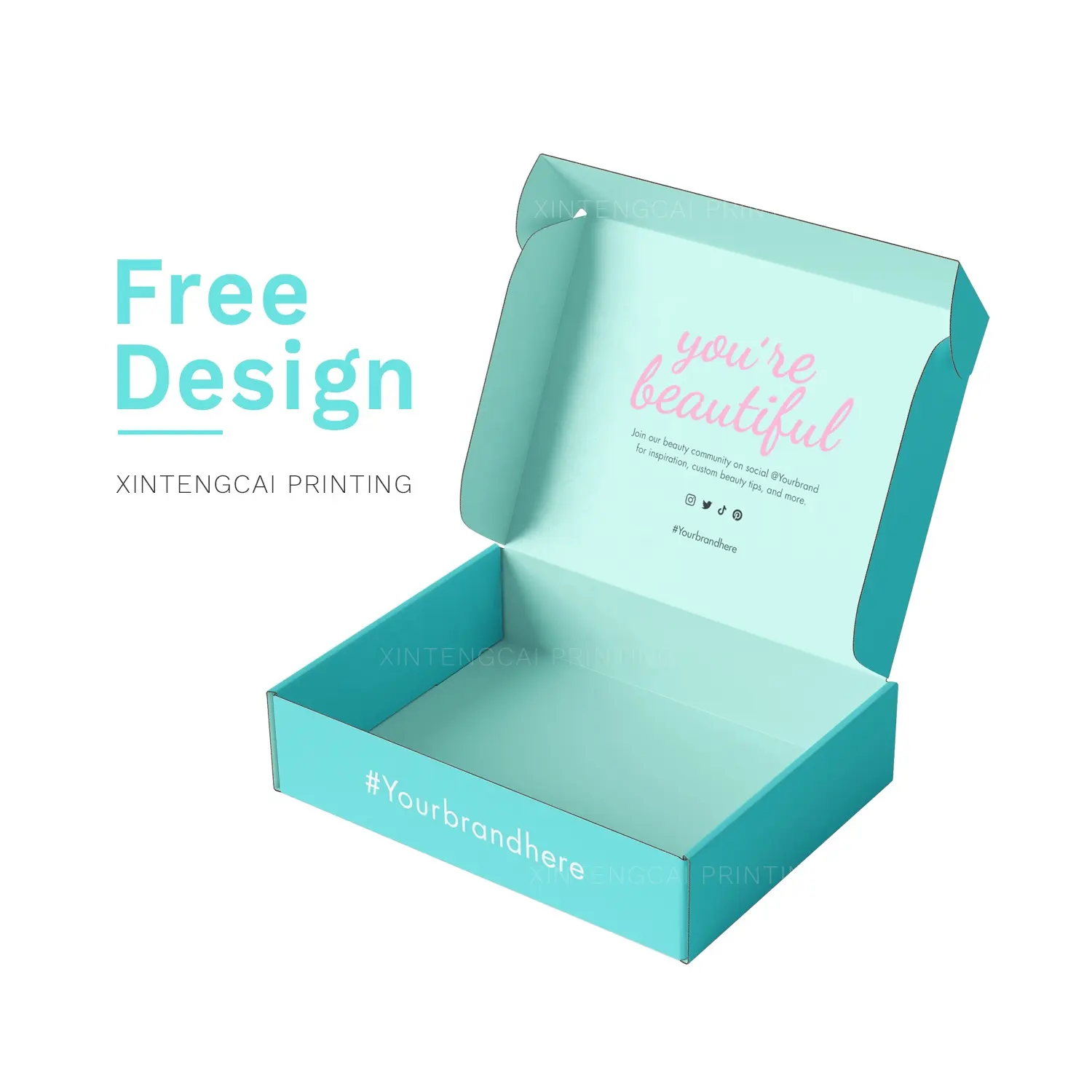 Free Design Cyan Custom Beauty / Women Clothes Corrugated Paper Packaging Mailer Box, Hair Extension Pink Shipping Packing Box