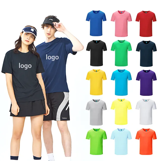Logo Kustom Murah Kaus Cepat Kering Polos Kosong Poliester Sublimasi T Shirt Poliester Dri Massal Fit Pria T-shirt