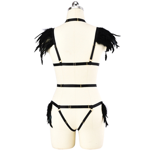Vêtements de danse exotiques pour femmes, strip-tease, rave, festival, nouvelle lingerie <span class=keywords><strong>sexy</strong></span>, halter transparent, grande taille, string à plumes, ensemble de lingerie - Product Image 6