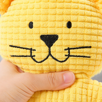 Jouet en peluche couineur Lion en velours côtelé pour animaux de compagnie, jouet à mâcher avec crinière moelleuse et visage brodé, léger 75g OEM