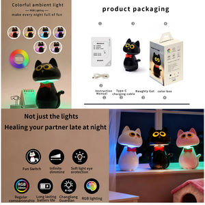 Nouveau produit : Lampe de nuit pour chat avec commande tactile, lumière réglable, rechargeable, adaptée pour la chambre à coucher, la table de chevet, la <span class=keywords><strong>lecture</strong></span> - Product Image 3