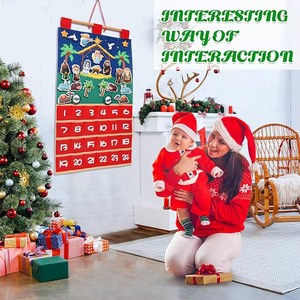 DIY Felt Christmas Tree Ornaments 24 Days Christmas Felt Countdown <b>Calendar</b> Hanging Xmas Felt Decorations - Product Image 2