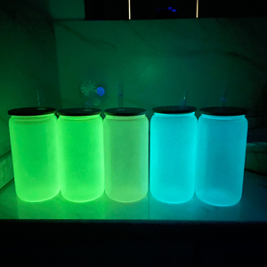16oz Glow in the Dark Verres vierges Sublimation Iridescent Coffee Beer Can Verre avec couvercle et paille pour impression par transfert de chaleur - Product Image 4