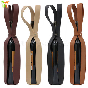 กระเป๋าใส่ไวน์หนังสีสันหลากหลายแบบมีสต็อก 4 สี, กระเป๋าใส่ไวน์แชมเปญขนาด 750 มล., ถุงของขวัญรักษ์โลกสำหรับบรรจุไวน์ - Product Image 1