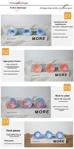 D427 Caja de Materiales para DIY de Ramo de Regalo de San Valentín, Color Degradado Azul Hielo de Ensueño, con Cabezales de Rosa Preservada - Product Image 5