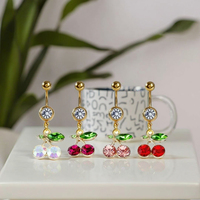 Xinfocus nombril ventre Piercing pour femmes acier inoxydable cristal cerise corps Piercing bijoux