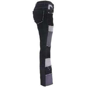 Jean évasé <span class=keywords><strong>taille</strong></span> haute patchwork, coupe boyfriend, pour <span class=keywords><strong>femme</strong></span>, en denim, sexy, color block marron, style streetwear - Product Image 5