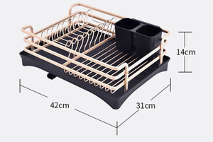 Estante para platos de aluminio multifuncional con <span class=keywords><strong>bandeja</strong></span> de goteo Tipo de pie a prueba de herrumbre Estante para secar platos y escurridor - Product Image 6