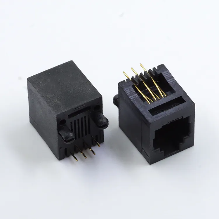 Porta de telefone sem orelha DIP Female 6P6C PCB conector de 180 graus altura Cat3