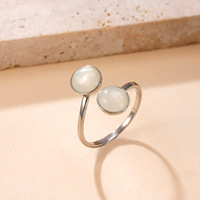 Lot de bagues en acier inoxydable imperméable et inaltérable avec pierres naturelles, collection classique de bijoux en pierres précieuses pour occasions festives – Nouveauté en gros