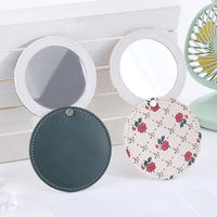 Nouveau design Miroir de maquillage compact et portable rond en cuir