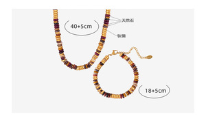 Conjunto de collar y pulsera de joyerí<span class=keywords><strong>a</strong></span> clásica de moda, cadena de piedra Natural de acero inoxidable de titanio para mujer, niñ<span class=keywords><strong>a</strong></span>, novia, P1461-E426 - Product Image 6