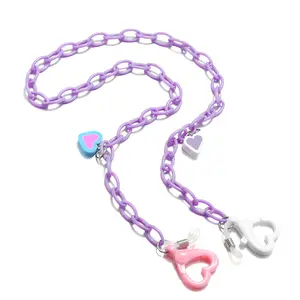 Rewin 55Cm Schattige Hart Hanger Maskeren Lanyard Plastic Acryl Oogbril Zonnebril Ketting Ketting Houder Voor Kinderen