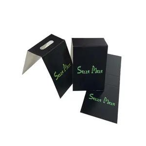 Full color printing small size matte black custom logo folded header card for sock packaging