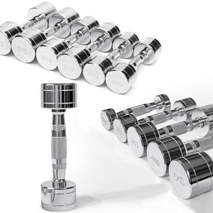 Elektroliz yuvarlak kafa Dumbbells 1-10kg 100kg spor ağırlık kaldırma krom çelik dambıl seti - Product Image 3