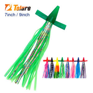 Leurre de pêche Tolure en forme de pieuvre en plastique souple coloré, 7 pouces, 9 pouces, jig de calmar souple, leurre de traîne, pêche en eau salée, pêche en surface - Product Image 1