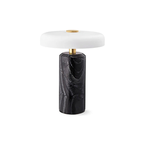 Lampe de table portable rechargeable à commande tactile en marbre, lumière blanche chaude, élégante, ambiance créative, pour salon, chambre, bureau - Product Image 3