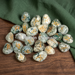 Piedras Rúnicas de Ágata de Árbol, Juego de Gemas Grabadas, Hechas a Mano, Forma Irregular, Letras Artísticas Coleccionables, Tema de Amor - Product Image 2