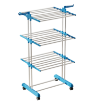Séchoir à linge en métal pliable et robuste à 4 niveaux, gain de place, avec roulettes, pour intérieur et extérieur