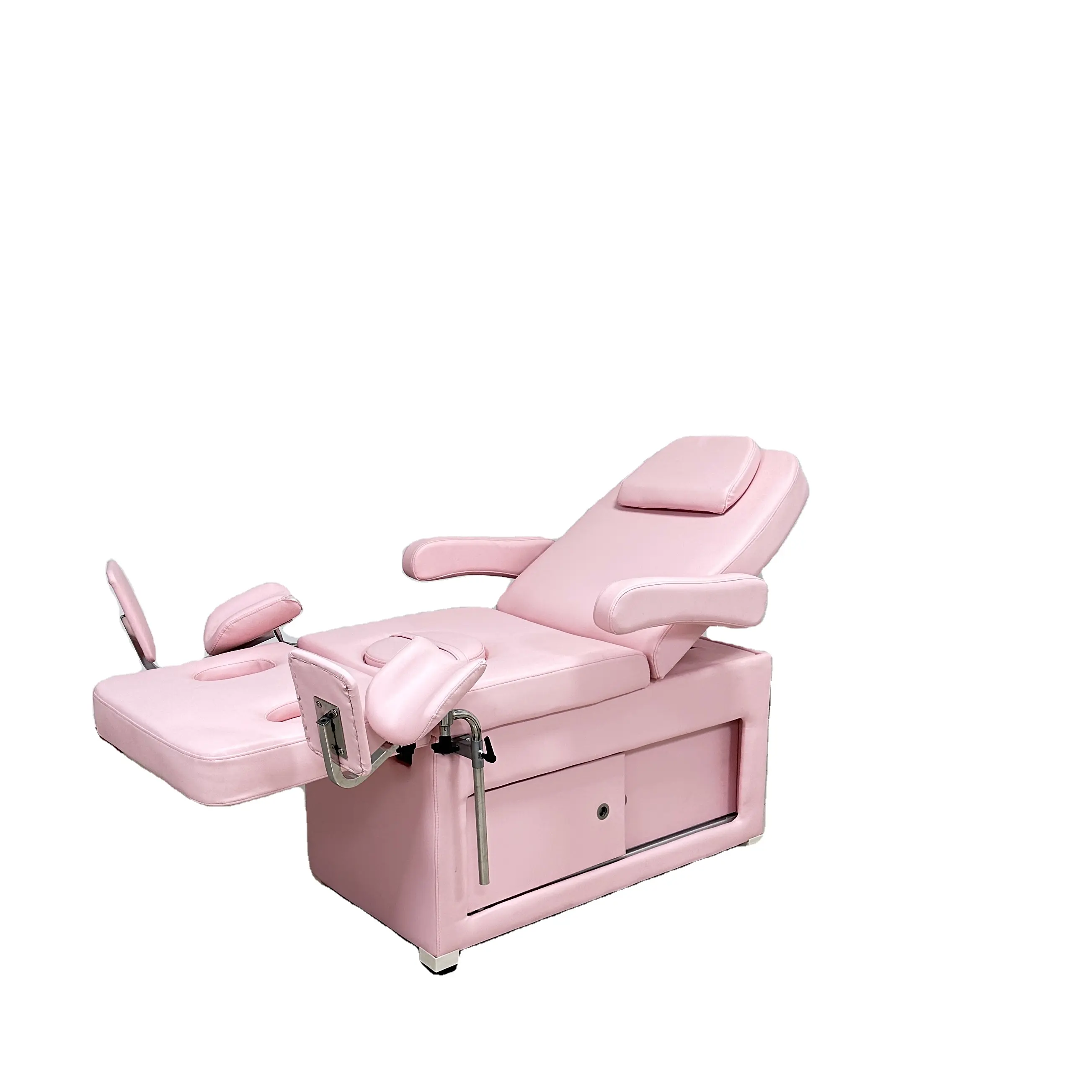 Rosa di lusso moderno elettrico spa corpo salone di bellezza clinica trattamento massaggio letto sedia podiatria 3 4 motori rosa letto di bellezza