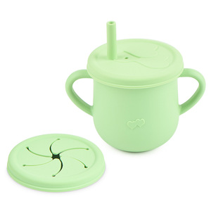 Food Grade Silicone Toddler Training <b>Cups</b> 7.2*7.5cm Eco-friendly BPA-Free Snack <b>Sippy</b> <b>Cup</b> Free Gel <b>Straw</b> Lid 0-12 Months - Product Image 2