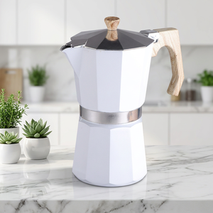 Ensemble de <span class=keywords><strong>cafetière</strong></span> Moka de style italien avec 2 tasses en céramique, <span class=keywords><strong>cafetière</strong></span> à expresso en aluminium, percolateur pour cuisinière, pour la maison et le bureau - Product Image 2
