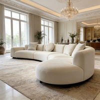 Modernes Luxus-Ecksofa-Set mit Gebogener Form, Beige Bouclé-Polsterung, L-förmige Couch für Wohnzimmer