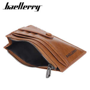กระเป๋าใส่บัตรผู้ชาย Baellerry หนัง PU บางเฉียบ ช่องใส่บัตรหลายช่อง กระเป๋าใส่เหรียญแบบมีซิป สีน้ำตาลกาแฟ - Product Image 2