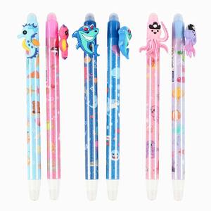 ปากกาเจลลบได้สำหรับเด็ก O&Q ขายส่ง หัวคู่ แบบรับความร้อน  วัสดุพลาสติก ขนาด 0.5 มม. หมึกสีดำ/น้ำเงิน ลายสัตว์ทะเล - Product Image 3