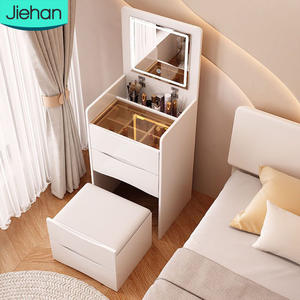 Tocador blanco nórdico dormitorio espejo plegable peluquería maquillaje vanidades espejo tocador con luz - Product Image 2