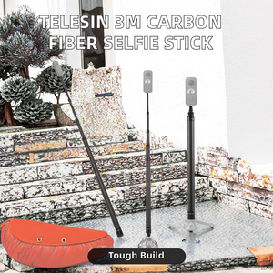 DMIDITIR Perche à selfie en fibre de carbone <span class=keywords><strong>3M</strong></span>/118,11'' pour caméra d'action DJI INSTA360 <span class=keywords><strong>Go</strong></span> <span class=keywords><strong>Pro</strong></span> Accessoires de sport avec fonction pliable - Product Image 2