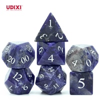 Pour Udixi Logo personnalisé RPG Donjons et Dragons Blue-Vein Gemstone Dice Game Set Polyhedral