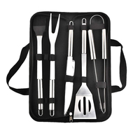 Ensemble de 5 accessoires de barbecue en acier inoxydable pour charbon de bois avec sac de transport