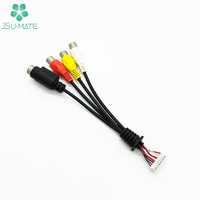 Maßgefertigtes Molex/JST 9-Pin auf 4-Pin Mini-DIN Autokamera-Kabel 9-Pin-Stecker auf RCA AV-Kabelkonfektion 9-Pin-Kabel