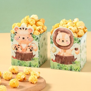 Lot de 12 Boîtes à Popcorn Mignonnes, Contenants en Papier à Imprimé <span class=keywords><strong>Licorne</strong></span> et Animaux de la Jungle pour Faveurs de Fête, Bonbons, Décoration d'Anniversaire - Product Image 2