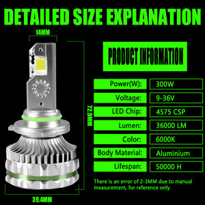 Оптовая продажа: Автомобильные светодиодные лампы для фар 30000 лм 300 Вт 4575 CSP H7 Canbus, мощные светодиоды H11 H1 H4 HB3 9005 HB4 9006 9012 - Product Image 2