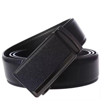 Ceinture en cuir pour homme à boucle automatique, en alliage de zinc givré, motif grain de litchi, pour affaires, noir et marron, vente en gros