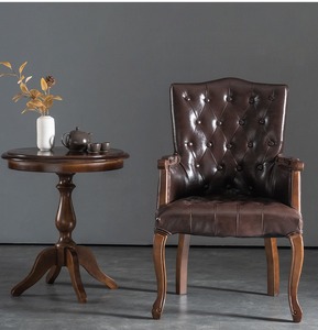Muebles de Sala de Estar de Estilo Americano Antiguo de Lujo, Sillas de Comedor Clásicas de <span class=keywords><strong>Roble</strong></span> Macizo, Sillón con Respaldo Tallado, Silla Lateral Resistente - Product Image 5