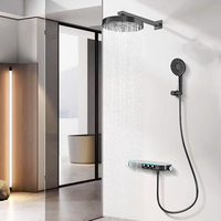 Système de douche encastré intelligent ensemble de douche thermostatique robinet de bain fonction 3 voies rond pistolet de douche à main gris métal