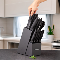 Ensemble de couteaux de cuisine polyvalent de 14 pièces de haute qualité Kit de couteaux à steak ensemble d'outils de cuisine avec porte-couteau