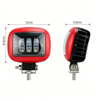 4.7 Inch 30W Rectangle LED Work Light IP68 Waterproof 12-48V 2160 Lumens 6000K Black/Red Front Frame Auxiliary Lamp for Offroad