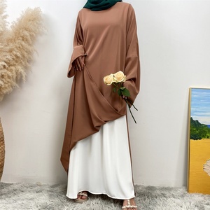 6809+2194#B Classy Fashion Latest Set <b>Split</b> Dress Match Loose White <b>Skirt</b> or Black <b>Skirt</b> Popular Women 2 PCS Abaya Set - Product Image 4