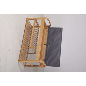 A three-tiered bamboo <b>shoe</b> <b>rack</b> in the hallway and a natural <b>shoe</b> <b>storage</b> solution for the living room. - Product Image 4