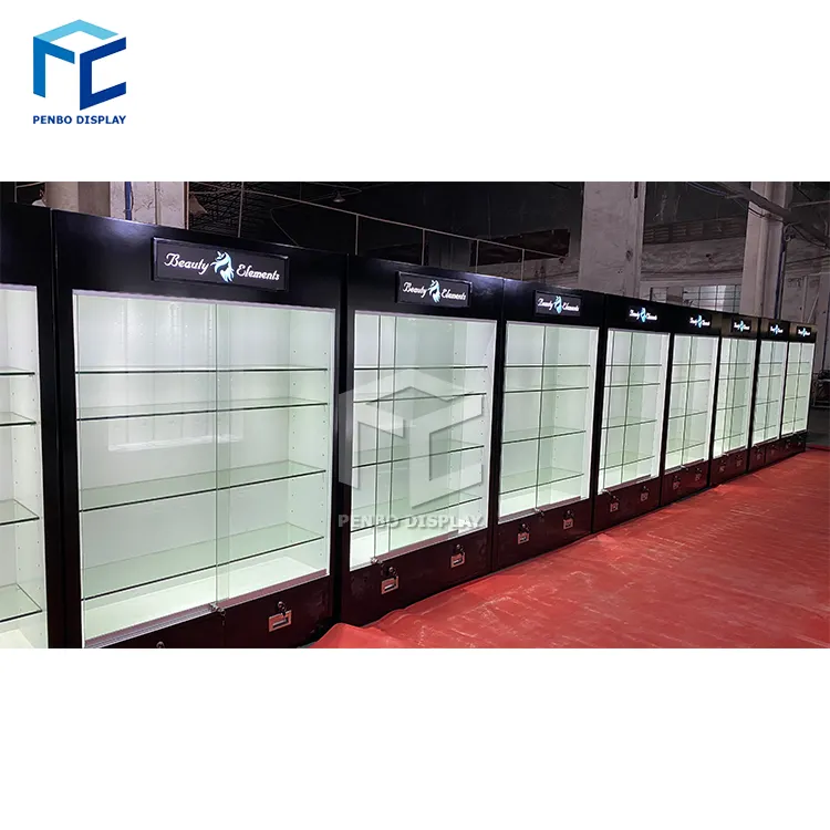Hot sale factory price fashionable mall kiosk aluminum store jewelry glass display cabinet glass showcase