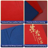 Porte-documents en cuir PU A4 pour diplôme avec pages intérieures imprimables, couverture de certificat de remise de diplôme, rouge et bleu